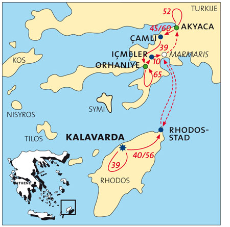 Kaart Rhodos & Zuidwest Turkije